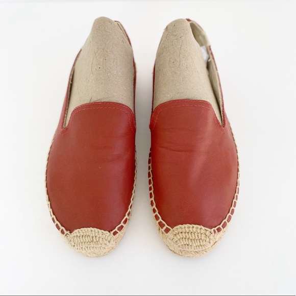 Soludos Orange Leather Slip-On Espadrille Flats - Picture 3 of 6